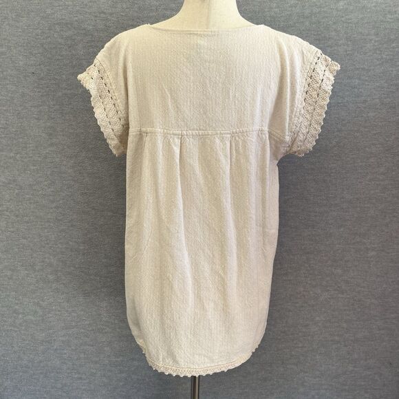 Guenda Mexican Hand Embroidered Huipil Top Size L Folk Art Colorful Crochet Boho - Picture 7 of 12